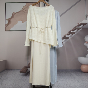 新款 套装 针织罩衫 收腰显瘦时尚 潮7625 吊带裙两件套女2026新款 春季