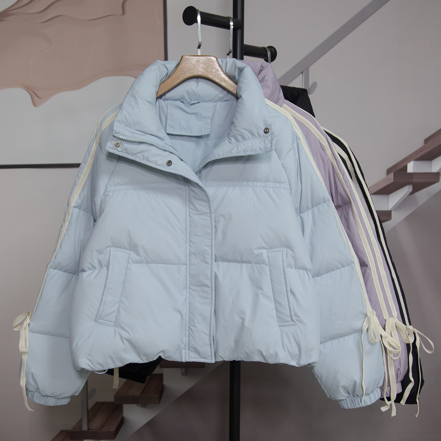 时尚立领羽丝羽绒服女2025冬季