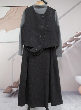 叠穿马甲T恤半身裙套装女2026春季修身显瘦时尚百搭套装裙潮58013