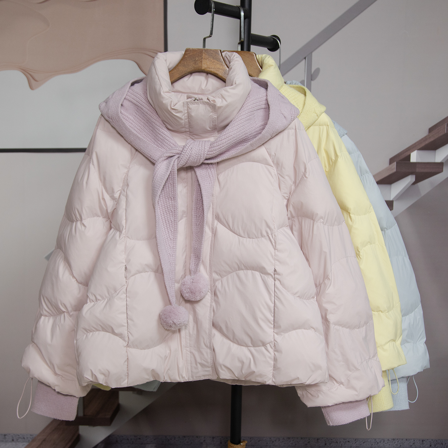 甜美泡泡袖石墨烯云绒棉衣