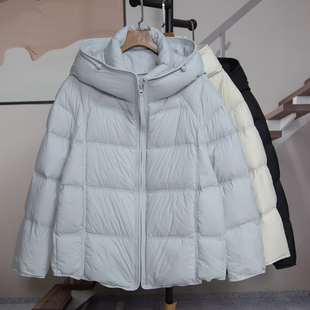 连帽休闲鸭绒羽绒服女2025冬季 抽绳显瘦减龄外套2022 宽松百搭时尚
