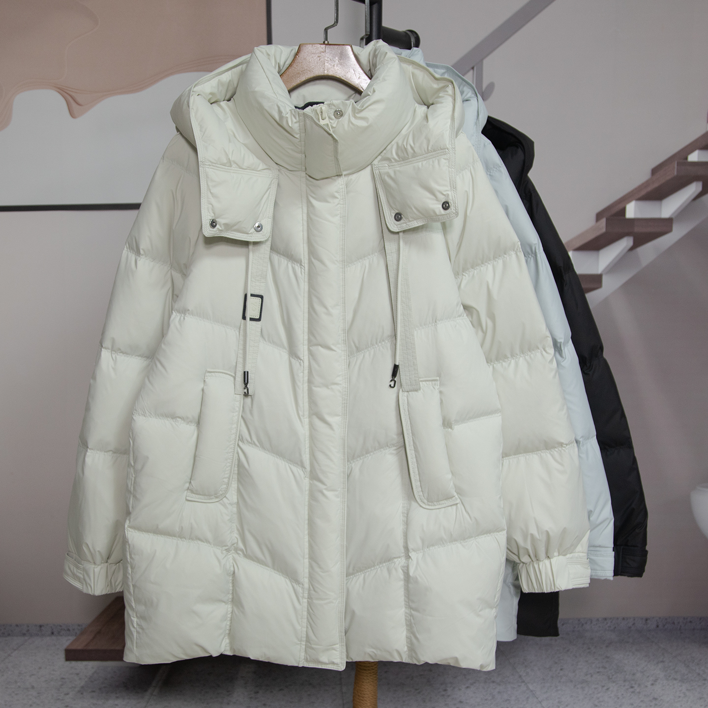 国标90绒羽绒服女新款一手长