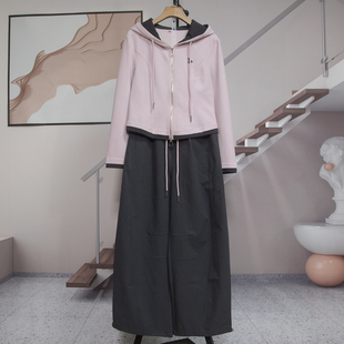 套装 卫衣弯刀裤 女2026春季 连帽拉链短款 两件套休闲潮7615 新款 时尚