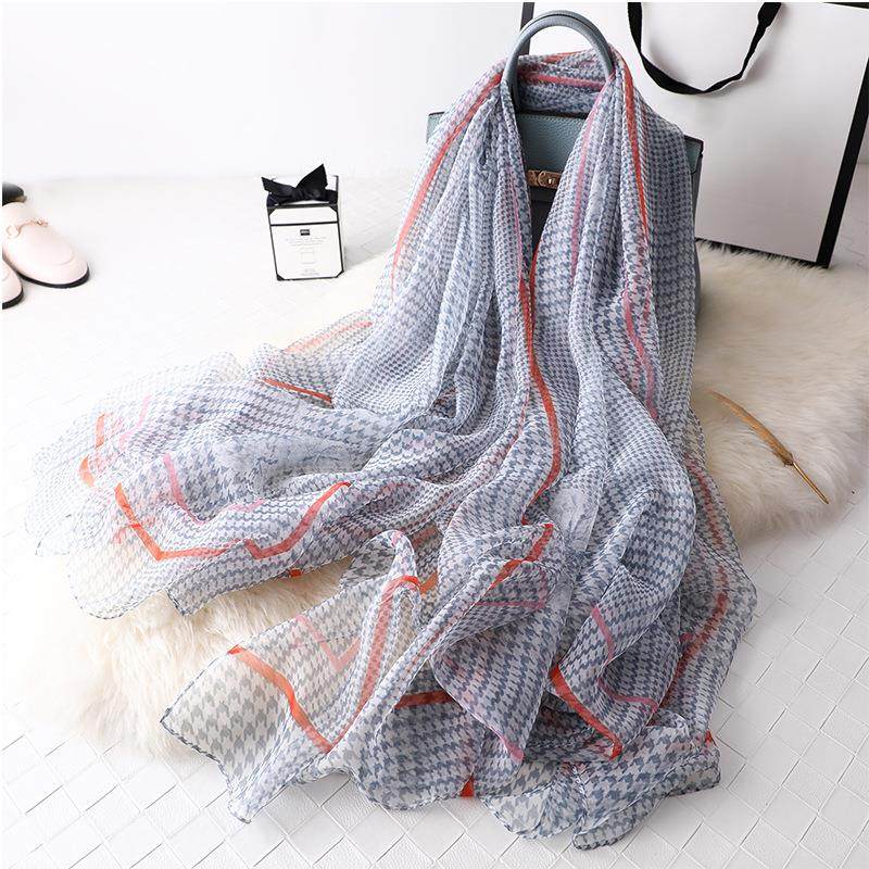 纱披肩纱巾度假夏防晒沙滩巾百搭千鸟格超大女丝巾韩版夏季品质潮|ruв категории Детская одежда, шляпа/шарф/маска/перчатки/наушники/ноги рукав, шарф - от Buy2taobao.com для оказания профессиональной услуги покупки агента Taobao