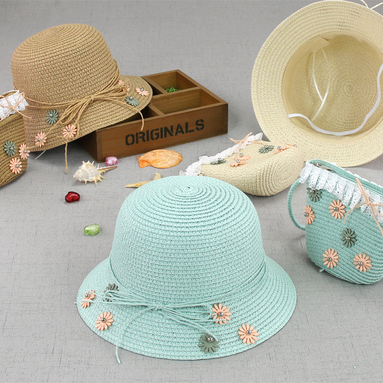 花朵儿童草编帽新款童帽大檐纸草帽子防晒帽子 (包包 另购)5973|ruв категории Аксессуары, шляпа - от Buy2taobao.com для оказания профессиональной услуги покупки агента Taobao