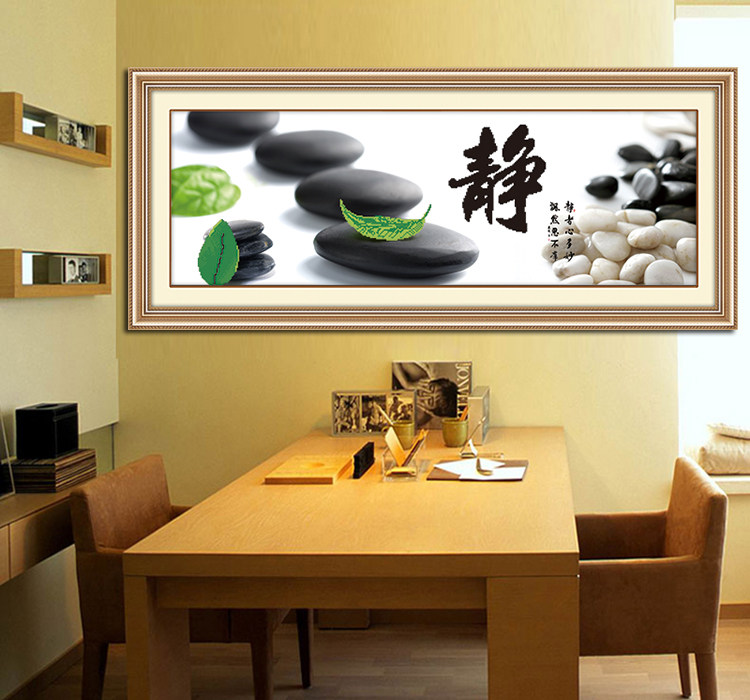 客厅十字绣成品典艺静心三联画