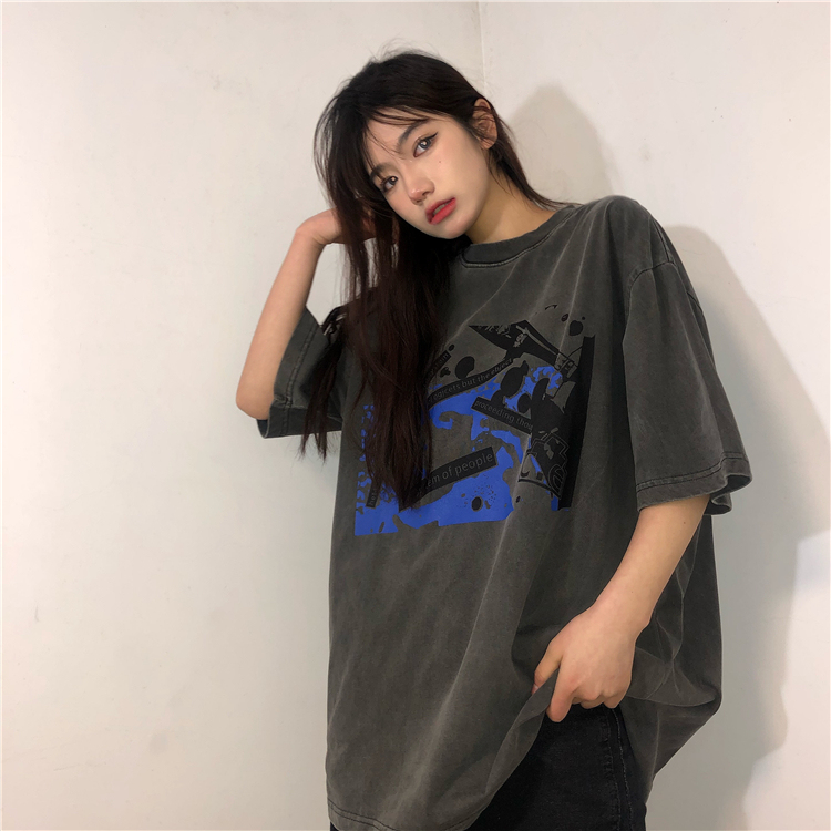 Retro American street T-shirt short sleeve new Harajuku loose design fashion