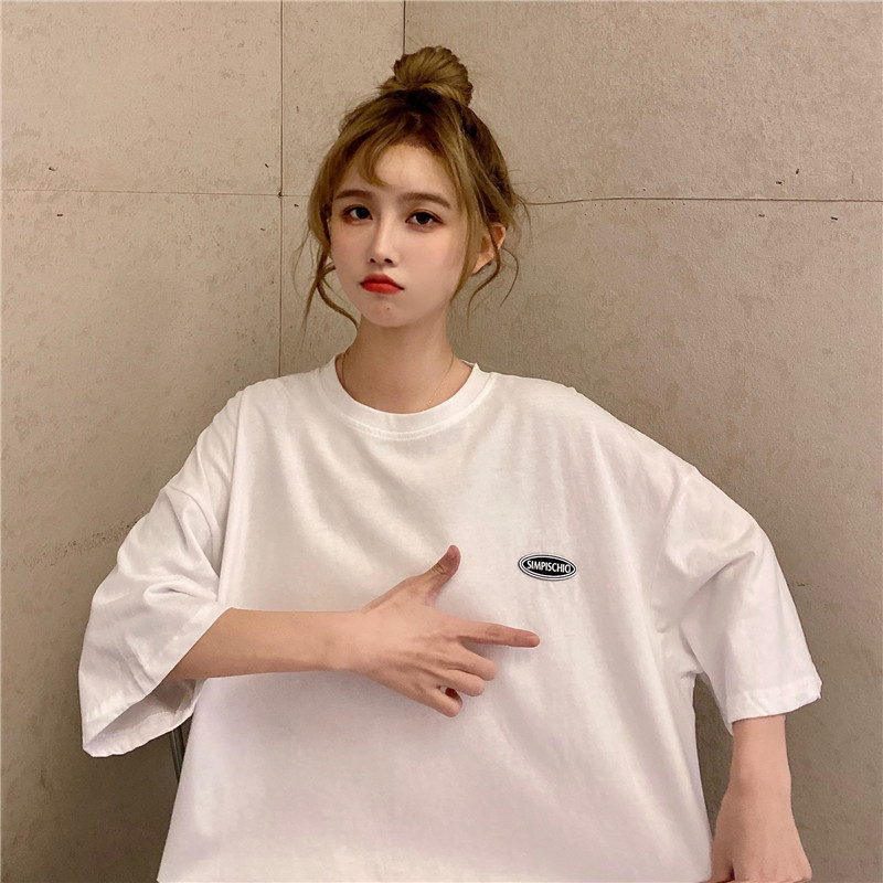 Real T-shirt women's loose fitting short sleeve 2021 new Korean top summer