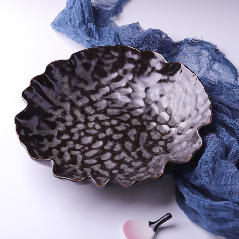 创意料理餐具出口日式深盘手拉胚陶瓷菜盘复古沙拉碗日料刺身盘子