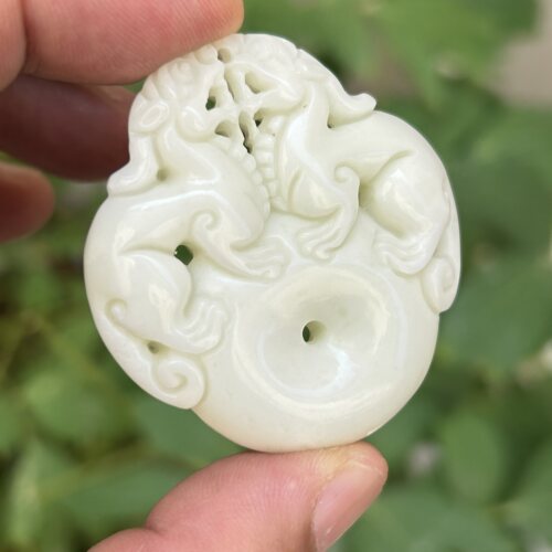 蓝田玉双貔貅平安扣吊坠男女款玉石财源滚滚双貔貅平安扣项链