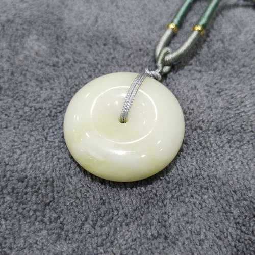 蓝田玉平安扣吊坠天然玉石无酸洗注色巧色孤品玉坠源头自产自销