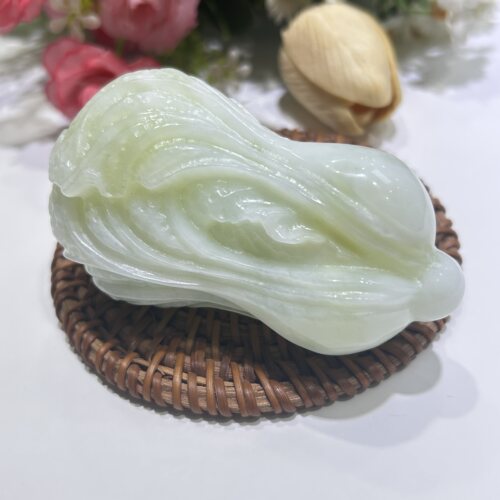 蓝田玉白菜手把件长90直径51玉石男女款玉石招财原石玉把玩件真玉