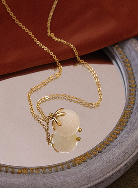 天然石吊坠项链小众设计感