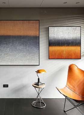 现代简约客厅装饰画橙色风抽象艺术挂画正方形壁画卧室玄关餐厅画
