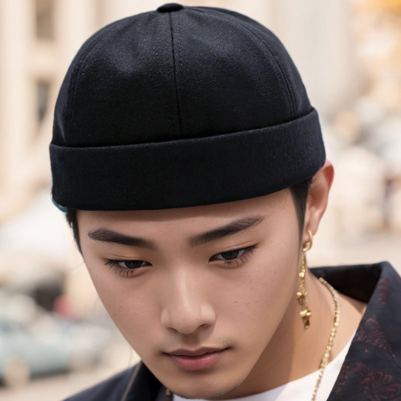 瓜皮帽男款春秋光板地主帽男嘻哈男士老式民国风老北京老人西瓜帽