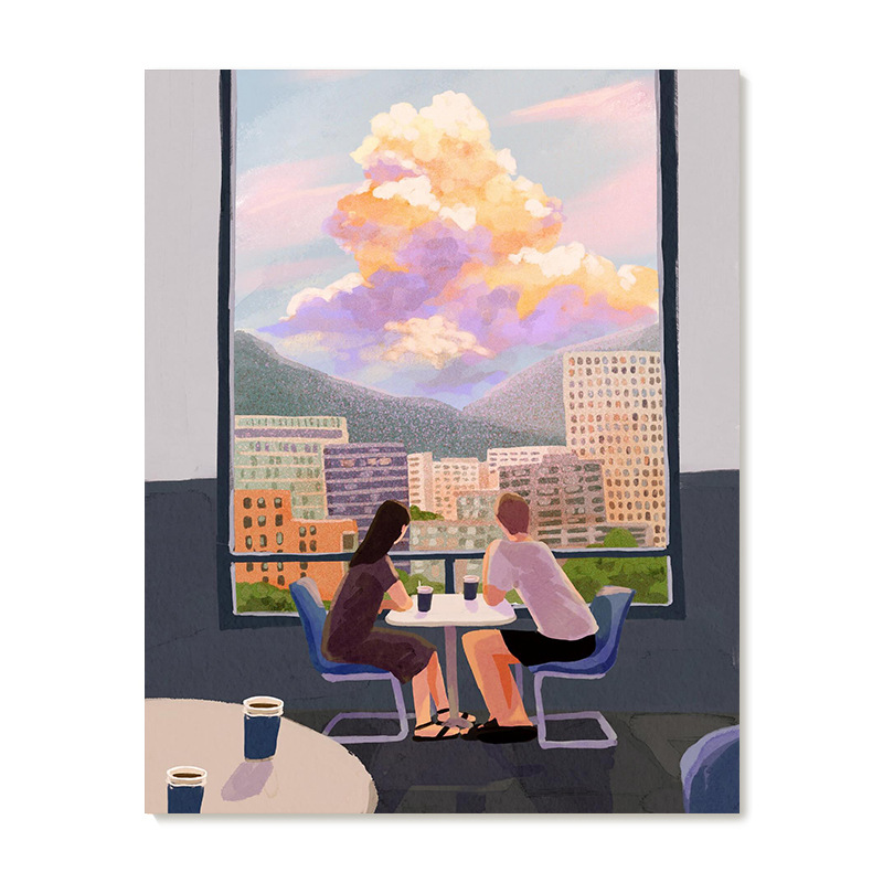 【艺术版画】插画师Subin复刻艺术版画咖啡厅治愈系落日装饰画芯