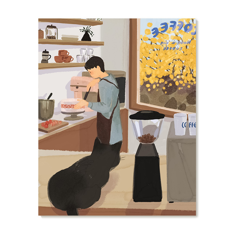 【艺术版画】插画师Subin复刻艺术版画清新治愈系咖啡店装饰画芯