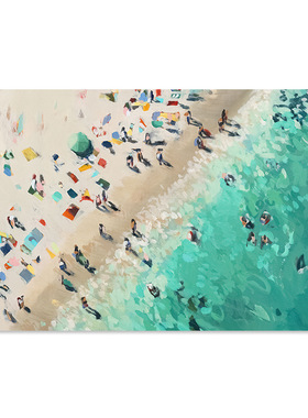 【艺术版画】Nina Brooke复刻艺术版画蓝绿色大海滩风景装饰画芯