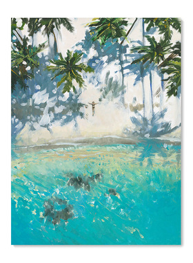 【艺术版画】Nina Brooke复刻艺术版画蓝绿色大海滩风景装饰画芯