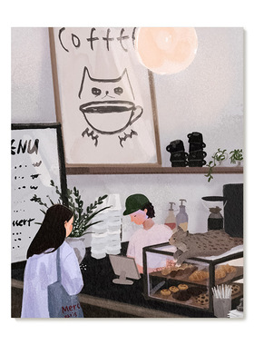 【艺术版画】插画师Subin复刻艺术版画清新治愈系咖啡店装饰画芯