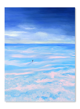 【艺术版画】插画师Lili Wood复刻艺术版画蓝色大海风景装饰画芯