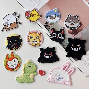 卡通刺绣可爱动物胸针招财猫兔子恐龙黑猫徽章服饰包配饰装 饰别针