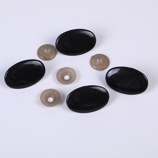 螺旋杆黑色卡通玩具眼睛带睫毛白色diy手工椭圆卡通玩偶眼珠配件