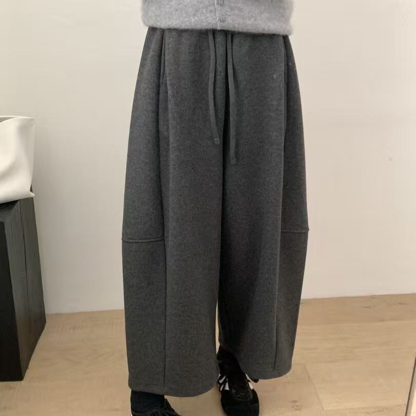 档口爆款冬上新韩系休闲简约百搭加绒气球裤休闲裤