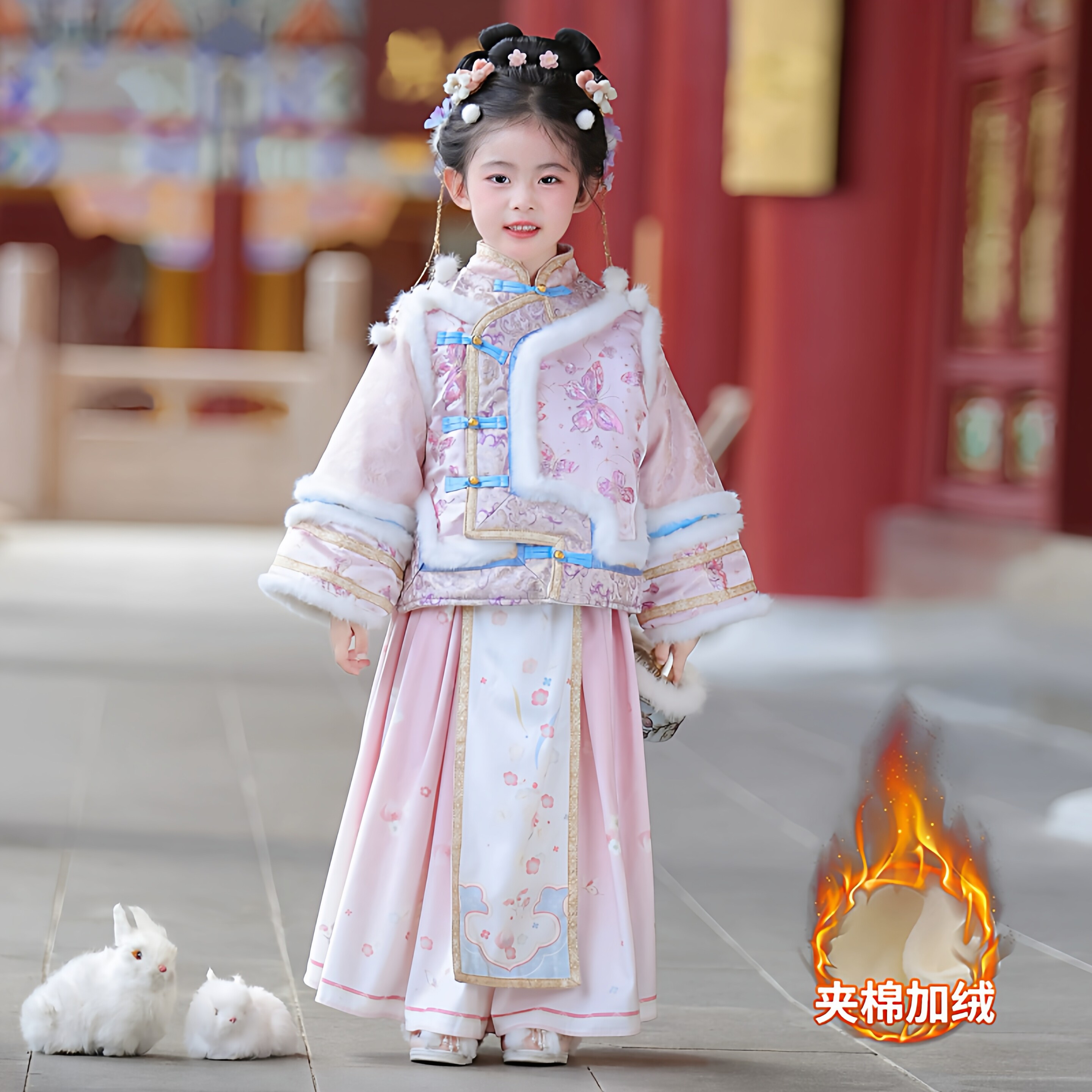 新款冬季儿童汉服古装女童格格清汉服