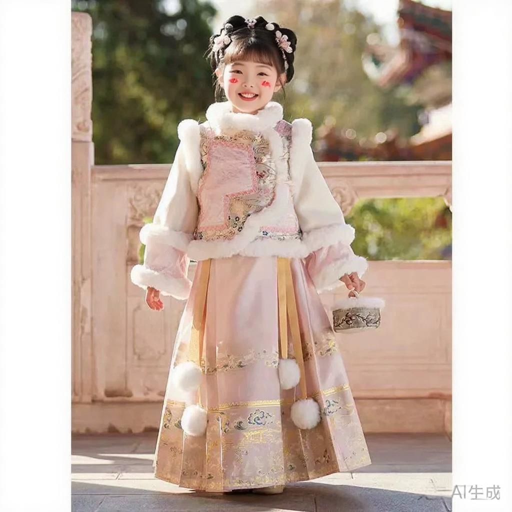 2025新款秋冬装格格服女童汉服冬季中国风加厚拜年服裙子古装儿童