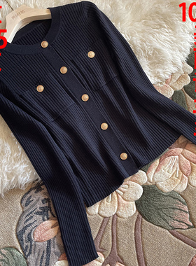 意大利羊毛衫女黑金 经典红标100羊毛小香风针织毛衣开衫外套女