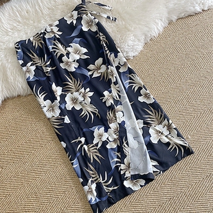 100%真丝半身裙外贸包臀高腰一片式 裹身裙 飘逸长裙印花桑蚕丝法式