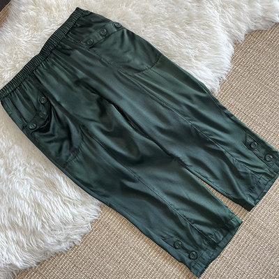 修身真丝素绉缎面弹力打底裤七分