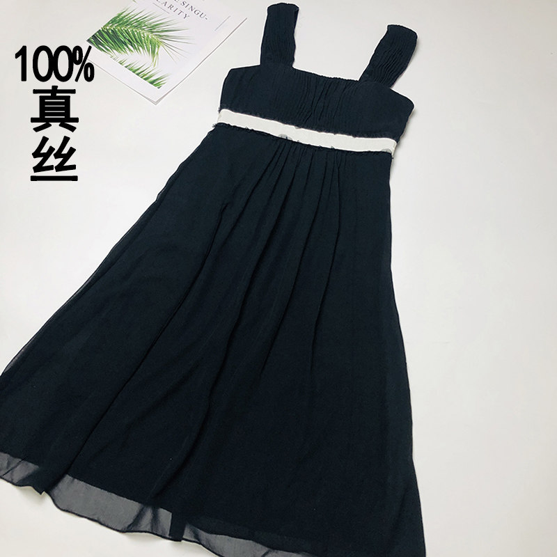风琴褶桑蚕丝高端抹胸礼服裙吊带