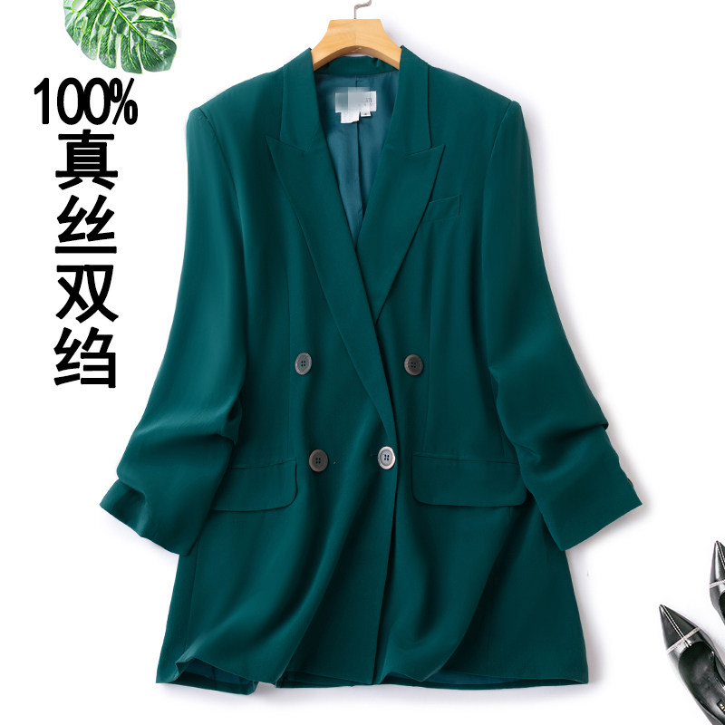 桑蚕丝西装外套女双绉长袖西服图片