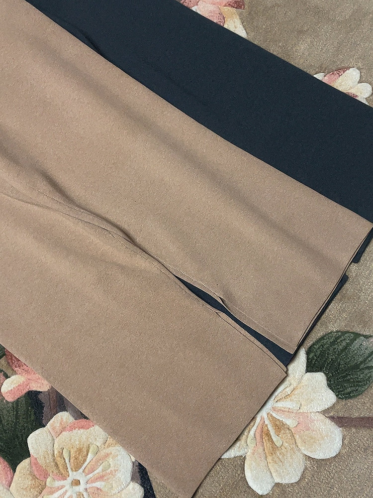 AUTUMN AND WINTER THICKENED DRAPED SILK WIDE-LEG PANTS WOMENS HIGH-WAISTED KNITTED FRIED STREET TROUSERS WEAR CASUAL STRAIGHT-LEG CASHMERE PANTS OVER THE TOP