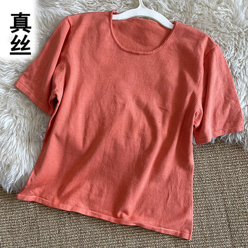 真丝针织衫女短袖中袖桑蚕丝T恤