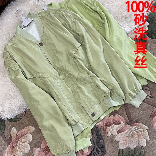 100%真丝夹克外套棒球服大码男女