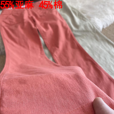 棉麻阔腿裤休闲裤大码微喇中腰