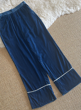 桑蚕丝真丝绒裤子 直筒垂感显瘦阔腿裤女春真丝丝绒宽松休闲复古