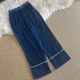 桑蚕丝真丝绒裤子 直筒垂感显瘦阔腿裤女春真丝丝绒宽松休闲复古