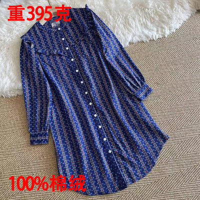 纯棉加厚碎花睡裙重工拼接木耳边