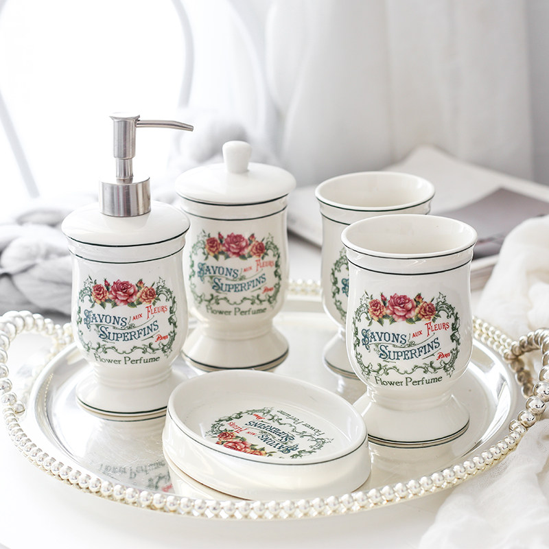 美式情侣刷牙口杯子欧式陶瓷卫浴套件五件套卫生间洗漱套装欧式,家庭/个人清洁工具,浴室用品套件,淘宝优惠券,粉丝福利购,淘宝优惠卷