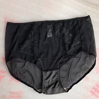 花内裤HY2508P女士中腰蕾丝边提花网纱莫代尔裆透气舒适三角裤