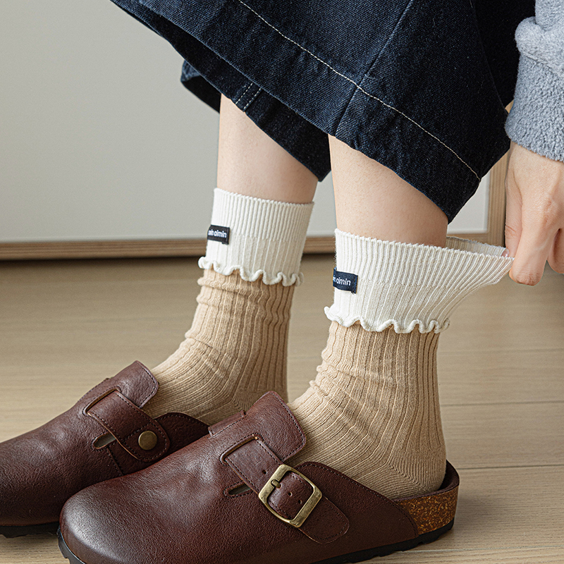 四季款双针拼色竖条定标个性纯棉奶油系甜美风搭配宝物