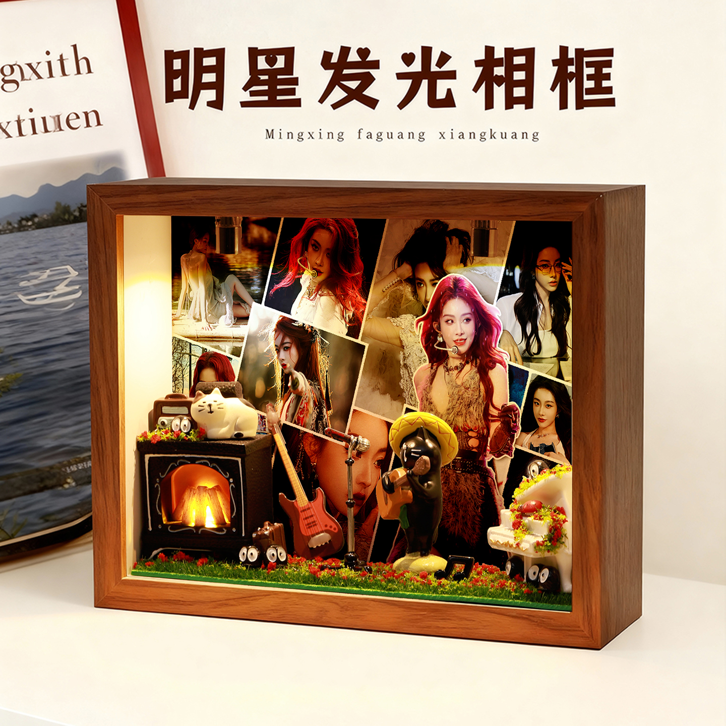 喻言明星周边相框礼物摆台桌面应援摆件照片收纳盒小夜灯生日