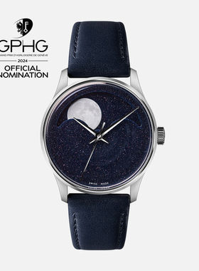 ChristopherWard 月相37夜光背透砂金石表盘瑞士自动机械中性手表