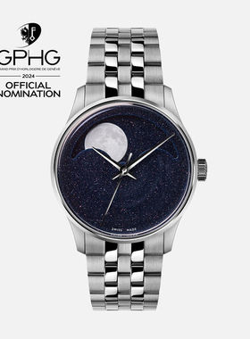 ChristopherWard 月相37夜光背透砂金石表盘瑞士自动机械中性手表