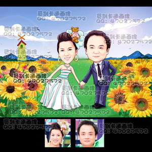 写实人物插画设计漫画定制真人肖像定制手绘漫画设计情侣双人漫画