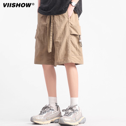 VIISHOW潮牌复古机能风直筒工装短裤男夏季街头宽松百搭五分中裤